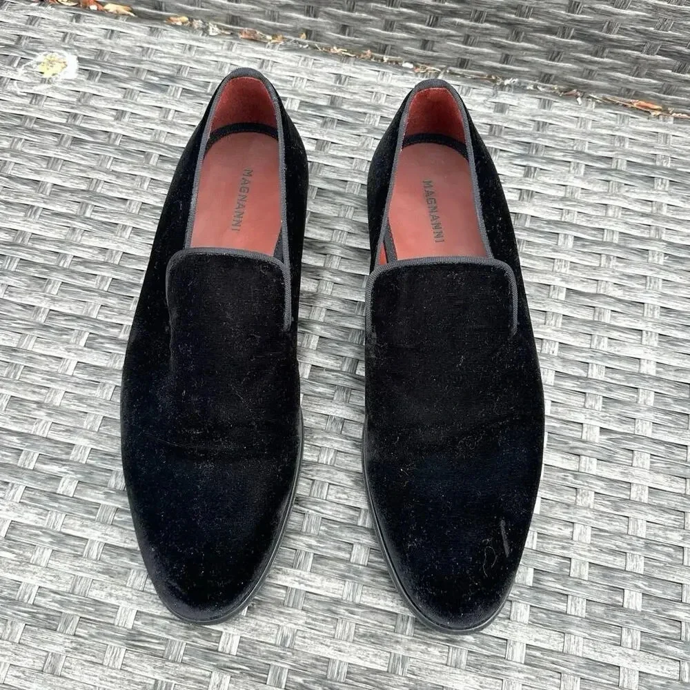 MAGNANNI Men's‎ Jareth Velvet Venetian Loafers Size 8 Black